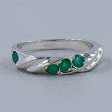 Natural Green Emerald Silver Ring