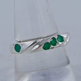 Natural Green Emerald Silver Ring