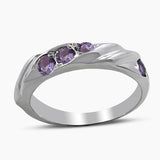 Natural Green Emerald Silver Rings