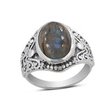 Natural Larimar Silver Ring