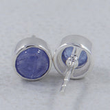 Tanzanite Cabochon Studs Silver Earring