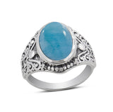 Natural Larimar Silver Ring