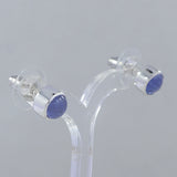 Tanzanite Cabochon Studs Silver Earring