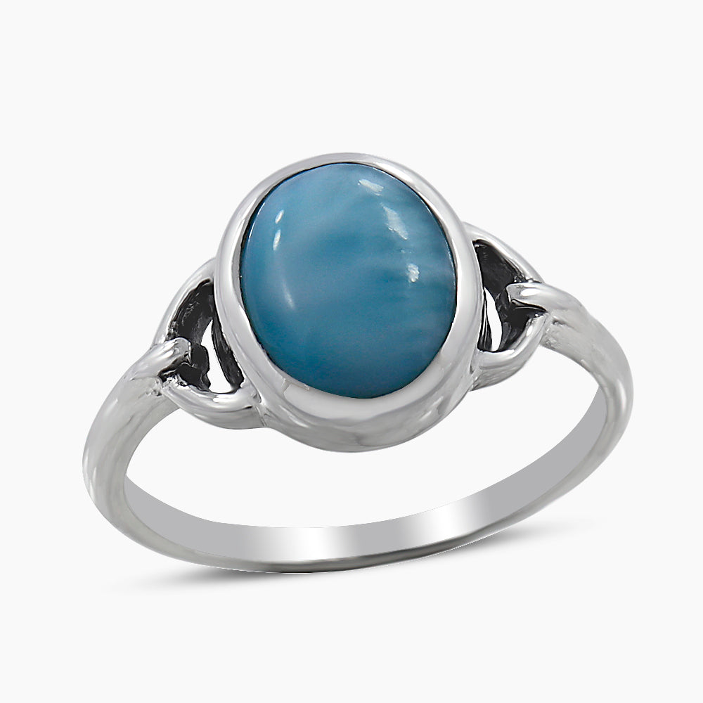 Natural Larimar Silver Rings