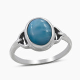 Natural Larimar Silver Rings