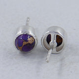 Tanzanite Cabochon Studs Silver Earring