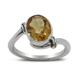 Natural Citrine Gemstone Silver Ring