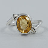 Natural Citrine Gemstone Silver Ring