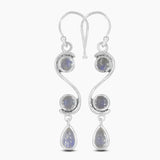 Rainbow Moonstone Silver Earrings