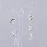 Rainbow Moonstone Silver Earrings