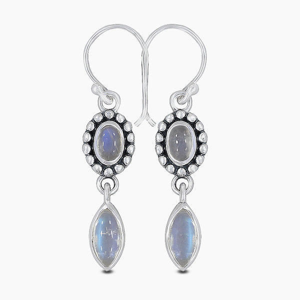 Rainbow Moonstone Silver Earring