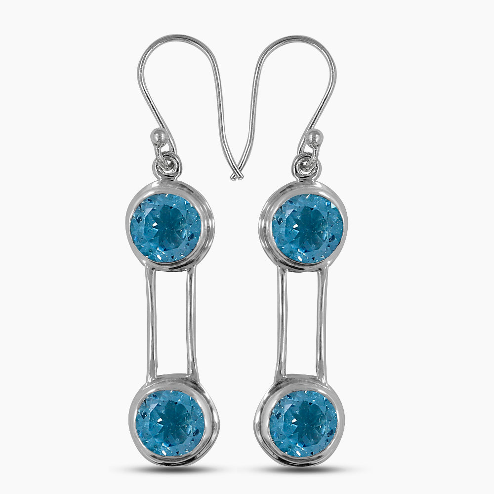 Blue Topaz Silver Earrings