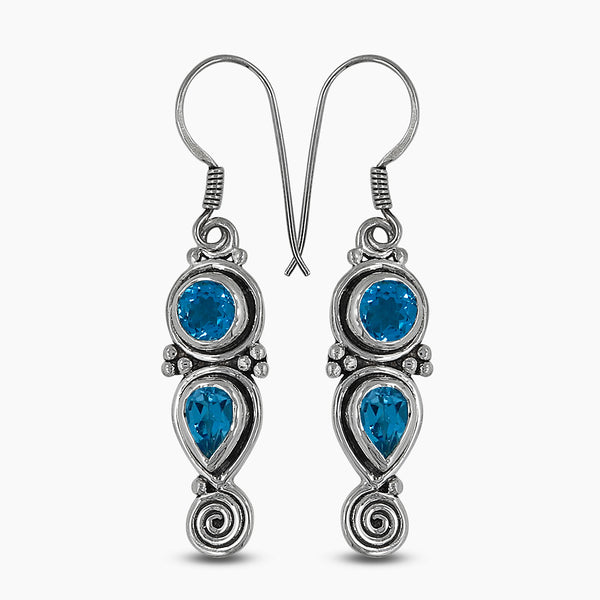Blue Topaz Silver Earrings