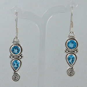 Blue Topaz Silver Earrings