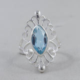 925 Sterling Silver Blue Topaz Ring