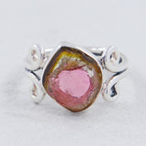 Watermelon Tourmaline Silver Ring