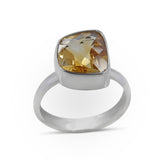 Citrine Cut Gemstone 925 Sterling Silver Ring