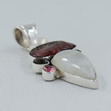 Multicolor Tourmaline, Rainbow Moonstone Silver Pendant