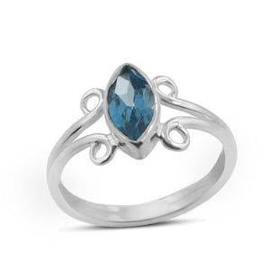 925 Sterling Silver Blue Topaz Ring