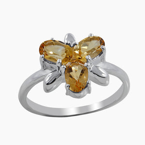 Natural Citrine Silver Rings
