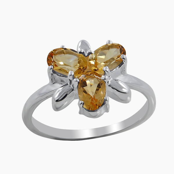 Natural Citrine Silver Rings