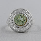 Green Amethyst Designer Silver Rings