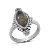 Rainbow Moonstone Sterling Silver Ring