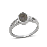 Natural Rainbow Moonstone Silver Ring