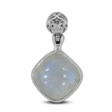 Rainbow Moonstone Cabochon Silver Pendant