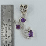 Amethyst Faceted Cut Stone Silver Pendant