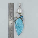 Larimar, Moonstone Silver Pendant