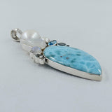 Larimar, Moonstone Silver Pendant