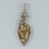 Rainbow Copper, Rutilated Quartz, Citrine Silver Pendant