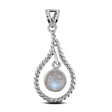 Natural Rainbow Moonstone Silver Pendant