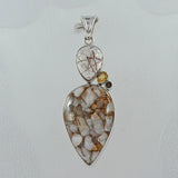 Rainbow Copper, Rutilated Quartz, Citrine Silver Pendant