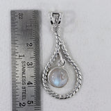 Natural Rainbow Moonstone Silver Pendant