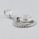 Natural Rainbow Moonstone Silver Pendant