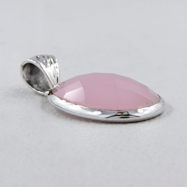 Natural Pink Chalcedony Silver Pendants