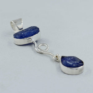 925 Silver Raw Tanzanite Pendants