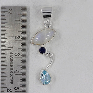 Rainbow Moonstone Silver Pendants