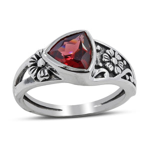 Natural Garnet Sterling Silver Rings