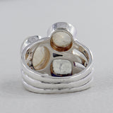 Rainbow Moonstone  Silver Ring