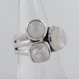 Rainbow Moonstone  Silver Ring