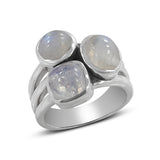 Rainbow Moonstone  Silver Ring