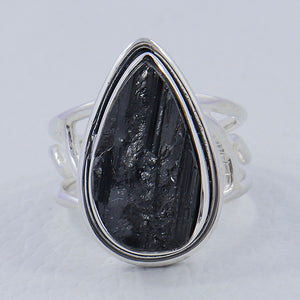 Black Tourmaline Silver Designer Rings