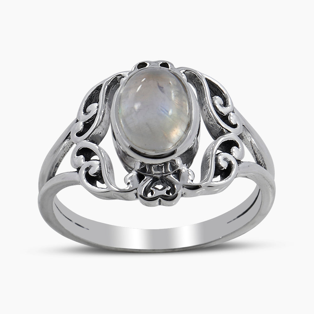 925 Sterling Silver Rainbow Moonstone Rings