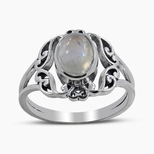 925 Sterling Silver Rainbow Moonstone Rings