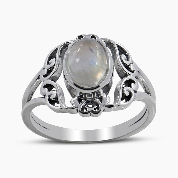 925 Sterling Silver Rainbow Moonstone Rings