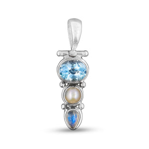 Blue Topaz Silver Pendant