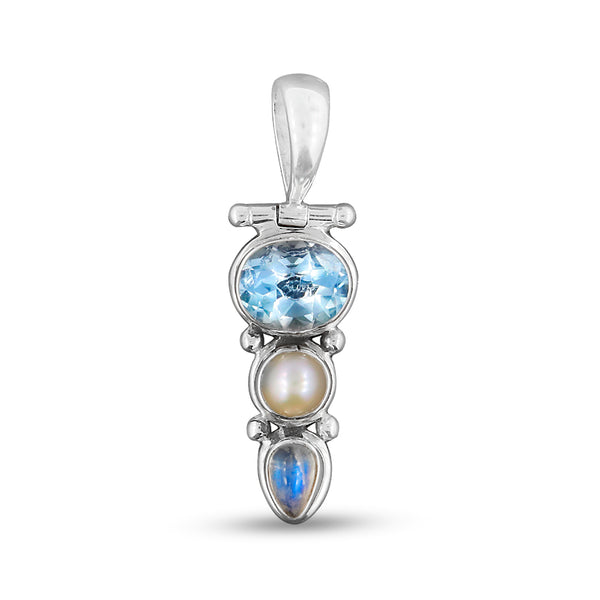 Blue Topaz Silver Pendant